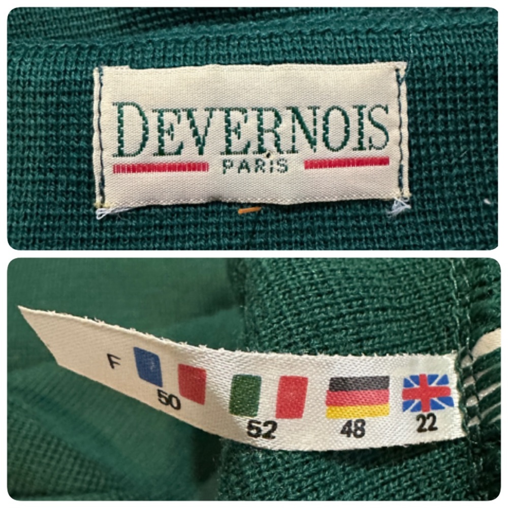 Devernois Paris Vintage 1970s Forest Green Preppy Cardigan Sweater Blazer 18? - Picture 15 of 16